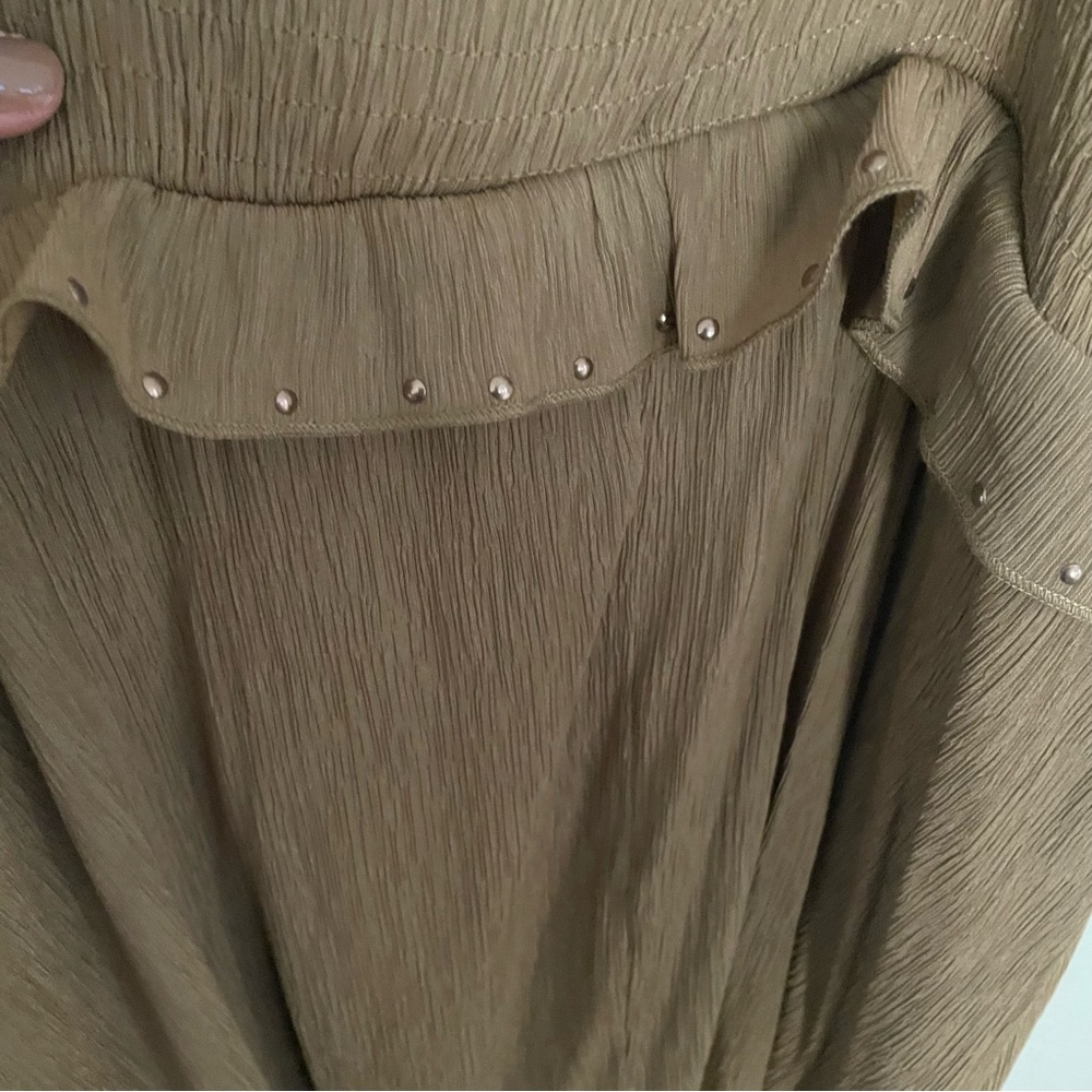 Zara Studded Mini Dress Light Khaki - Picture 4 of 5